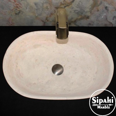 Traverten İnce Kenar Elips Lavabo Traverten İnce Kenar Elips Lavabo