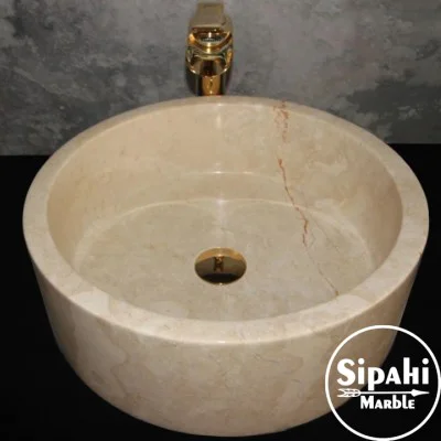 Bej Mermer Silindir Lavabo Bej Mermer Silindir Lavabo