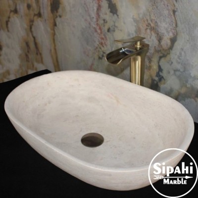 Traverten İnce Kenar Elips Lavabo Traverten İnce Kenar Elips Lavabo