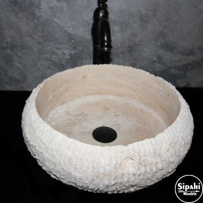 Traverten Dikey Patlatma Dizayn Lavabo Traverten Dikey Patlatma Dizayn Lavabo