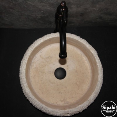 Traverten Dikey Patlatma Dizayn Lavabo Traverten Dikey Patlatma Dizayn Lavabo