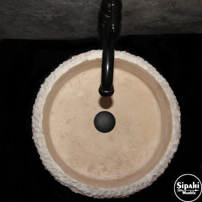 Traverten Dikey Patlatma İnce Lavabo Traverten Dikey Patlatma İnce Lavabo