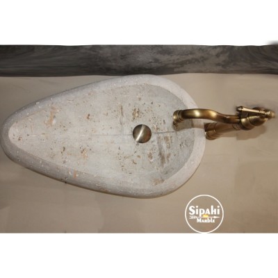 Ham Traverten Çakıl Lavabo Ham Traverten Çakıl Lavabo