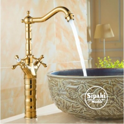 Altın Kaplama Çanak Lavabo Bataryası - Çift Kollu Altın Kaplama Çanak Lavabo Bataryası - Çift Kollu