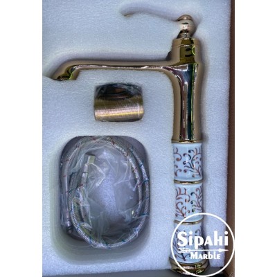 Seramik Altın Lavabo Bataryası Seramik Altın Lavabo Bataryası