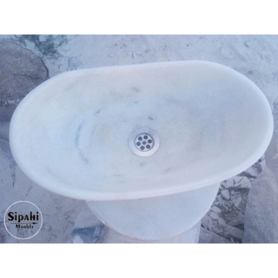 Afyon Beyaz Mermer Elips Mini Lavabo Afyon Beyaz Mermer Elips Mini Lavabo