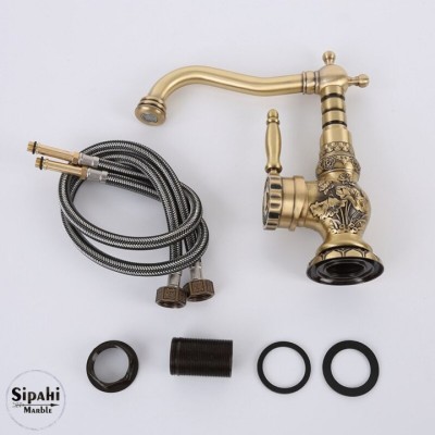 Antik İşlemeli Kısa Lavabo Bataryası Antik İşlemeli Kısa Lavabo Bataryası