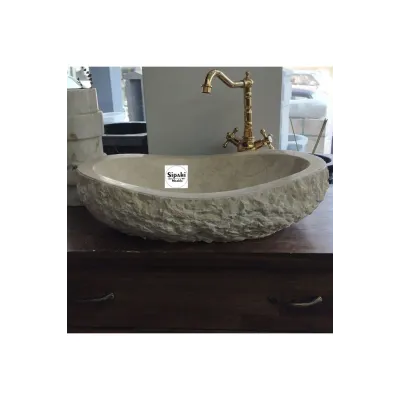 Bej Mermer Dışı Natural Oval Lavabo