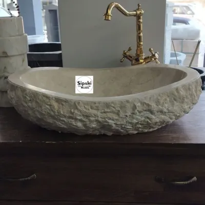 Bej Mermer Dışı Natural Oval Lavabo