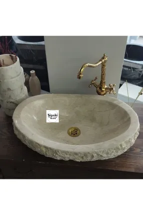 Bej Mermer Dışı Natural Oval Lavabo
