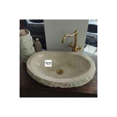 Bej Mermer Dışı Natural Oval Lavabo