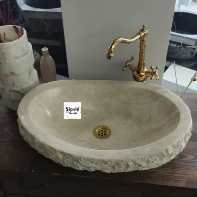 Bej Mermer Dışı Natural Oval Lavabo