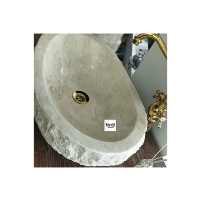 Bej Mermer Dışı Natural Oval Lavabo