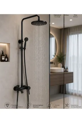 Siyah Modern Banyo Duş Seti