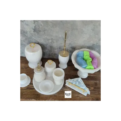 Beyaz Mermer 10 Parça Banyo Seti Beyaz Mermer 10 Parça Banyo Seti