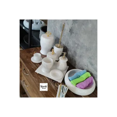 Beyaz Mermer Mercan Aparatlı 10 Parça Banyo Seti Beyaz Mermer Mercan Aparatlı 10 Parça Banyo Seti