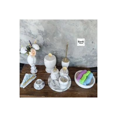 Leylak Mermer 11 Parça Banyo Set Leylak Mermer 11 Parça Banyo Set