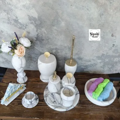 Leylak Mermer 11 Parça Banyo Set
