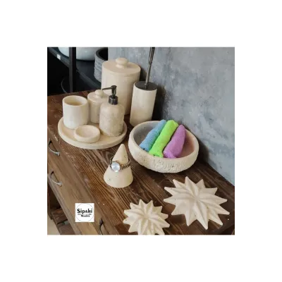 Traverten 11 Parça Lüks Banyo Seti Traverten 11 Parça Lüks Banyo Seti