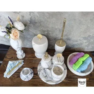 Leylak Mermer 11 Parça Banyo Set Leylak Mermer 11 Parça Banyo Set