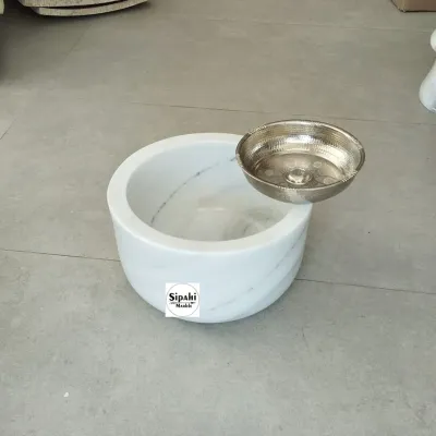Afyon Beyaz Mermer Kabak Model Mini Kurna