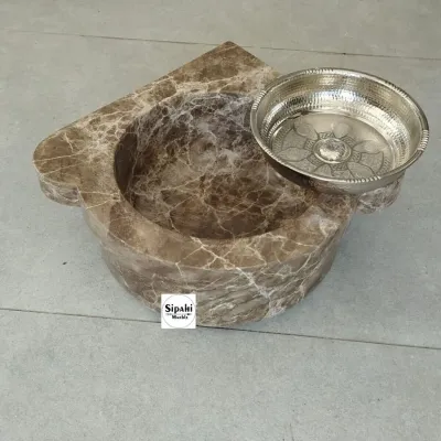 Emperador Mermer Düz Köşe Mini Kurna