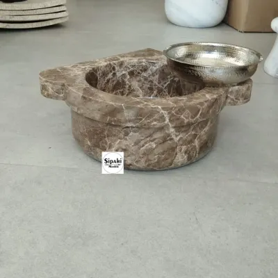 Emperador Mermer Düz Köşe Mini Kurna Emperador Mermer Düz Köşe Mini Kurna