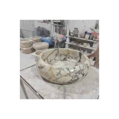 Menekşe Mermer Bombeli Lavabo