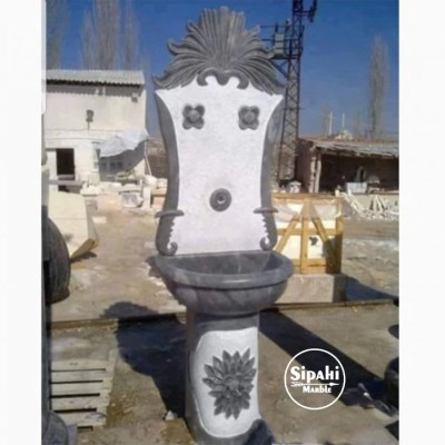 Gri Mermer Ayaklı Desenli Çeşme Gri Mermer Ayaklı Desenli Çeşme