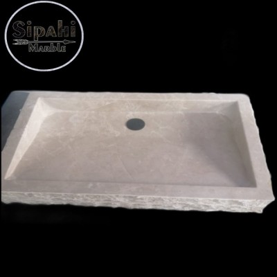 Bej Mermer Dışı Patlatma Dikdörtgen Lavabo Bej Mermer Dışı Patlatma Dikdörtgen Lavabo