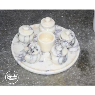Leylak Mermer 7 Parça Baharatlık Takımı Leylak Mermer 7 Parça Baharatlık Takımı