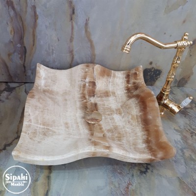 Bal Onyx Dalgalı Yaprak Model Kare Lavabo Bal Onyx Dalgalı Yaprak Model Kare Lavabo