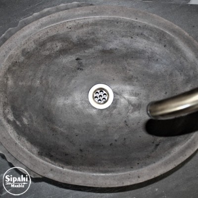 Bazalt Antrasit Dışı Desenli Patlatma Elips Lavabo Bazalt Antrasit Dışı Desenli Patlatma Elips Lavabo