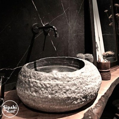 Bazalt Antrasit Patlatma Doğal Tasarım Lavabo Bazalt Antrasit Patlatma Doğal Tasarım Lavabo