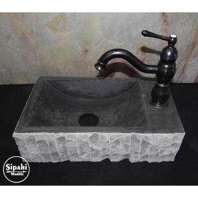 Bazalt Batarya Çıkışlı Dikdörtgen Mini Lavabo Bazalt Batarya Çıkışlı Dikdörtgen Mini Lavabo