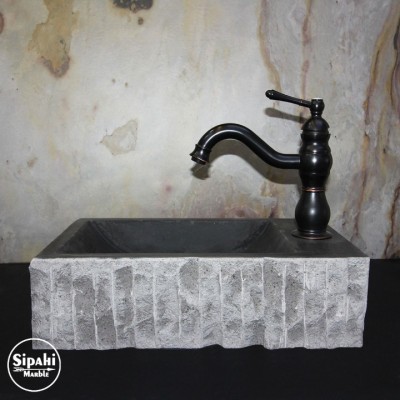 Bazalt Batarya Çıkışlı Dikdörtgen Mini Lavabo Bazalt Batarya Çıkışlı Dikdörtgen Mini Lavabo