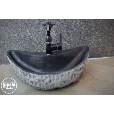 Bazalt Siyah Ay Model Dışı Patlatma Lavabo Bazalt Siyah Ay Model Dışı Patlatma Lavabo