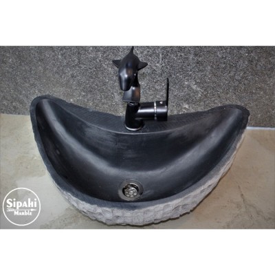 Bazalt Siyah Ay Model Dışı Patlatma Lavabo Bazalt Siyah Ay Model Dışı Patlatma Lavabo