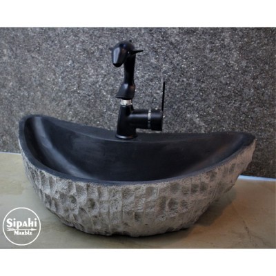Bazalt Siyah Ay Model Dışı Patlatma Lavabo Bazalt Siyah Ay Model Dışı Patlatma Lavabo