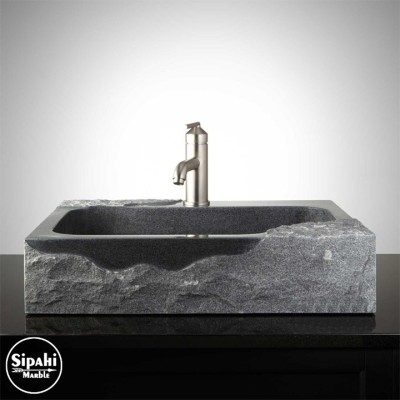 Bazalt Siyah Dizayn Patlatma Dikdörtgen Lavabo Bazalt Siyah Dizayn Patlatma Dikdörtgen Lavabo