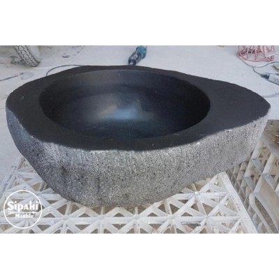 Bazalt Siyah Dışı Mucartalı Kütük Lavabo Bazalt Siyah Dışı Mucartalı Kütük Lavabo