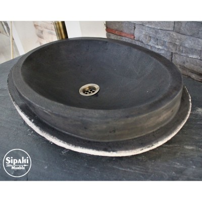 Bazalt Siyah Katman Dizayn Kayık Lavabo Bazalt Siyah Katman Dizayn Kayık Lavabo