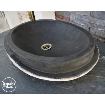Bazalt Siyah Katman Dizayn Kayık Lavabo Bazalt Siyah Katman Dizayn Kayık Lavabo