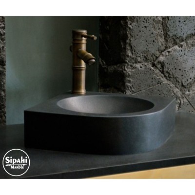 Bazalt Siyah Kedi Gözü Lavabo-Batarya Çıkışlı Bazalt Siyah Kedi Gözü Lavabo-Batarya Çıkışlı