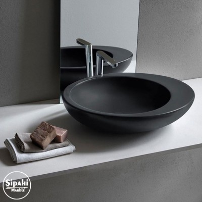 Bazalt Siyah Kenarlıklı Lavabo Bazalt Siyah Kenarlıklı Lavabo