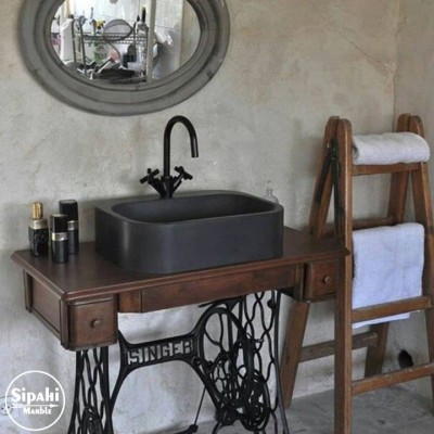 Bazalt Siyah Oval Kenar Derin Kare Lavabo Bazalt Siyah Oval Kenar Derin Kare Lavabo