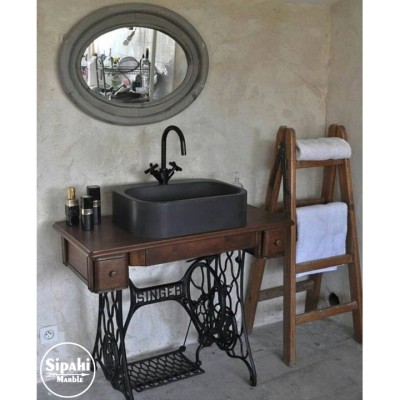 Bazalt Siyah Oval Kenar Derin Kare Lavabo Bazalt Siyah Oval Kenar Derin Kare Lavabo