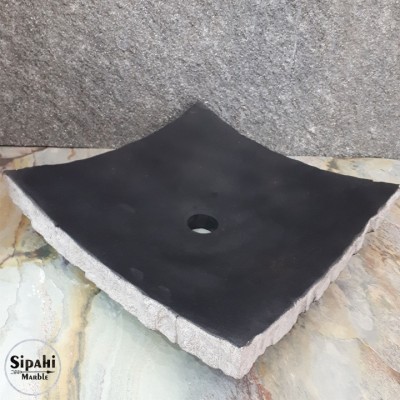 Bazalt Siyah Patlatma Kenar Kare Yaprak Lavabo Bazalt Siyah Patlatma Kenar Kare Yaprak Lavabo