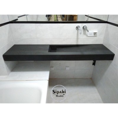 Bazalt Siyah Tek Parça Tezgah Lavabo Bazalt Siyah Tek Parça Tezgah Lavabo
