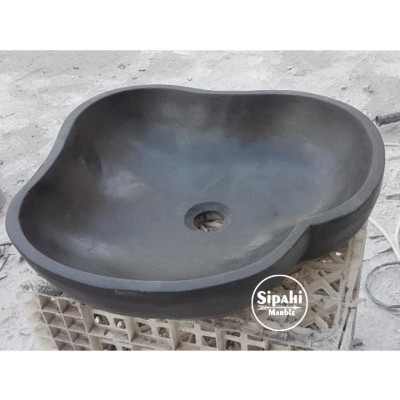 Bazalt Siyah Şekilsiz Lavabo Bazalt Siyah Şekilsiz Lavabo
